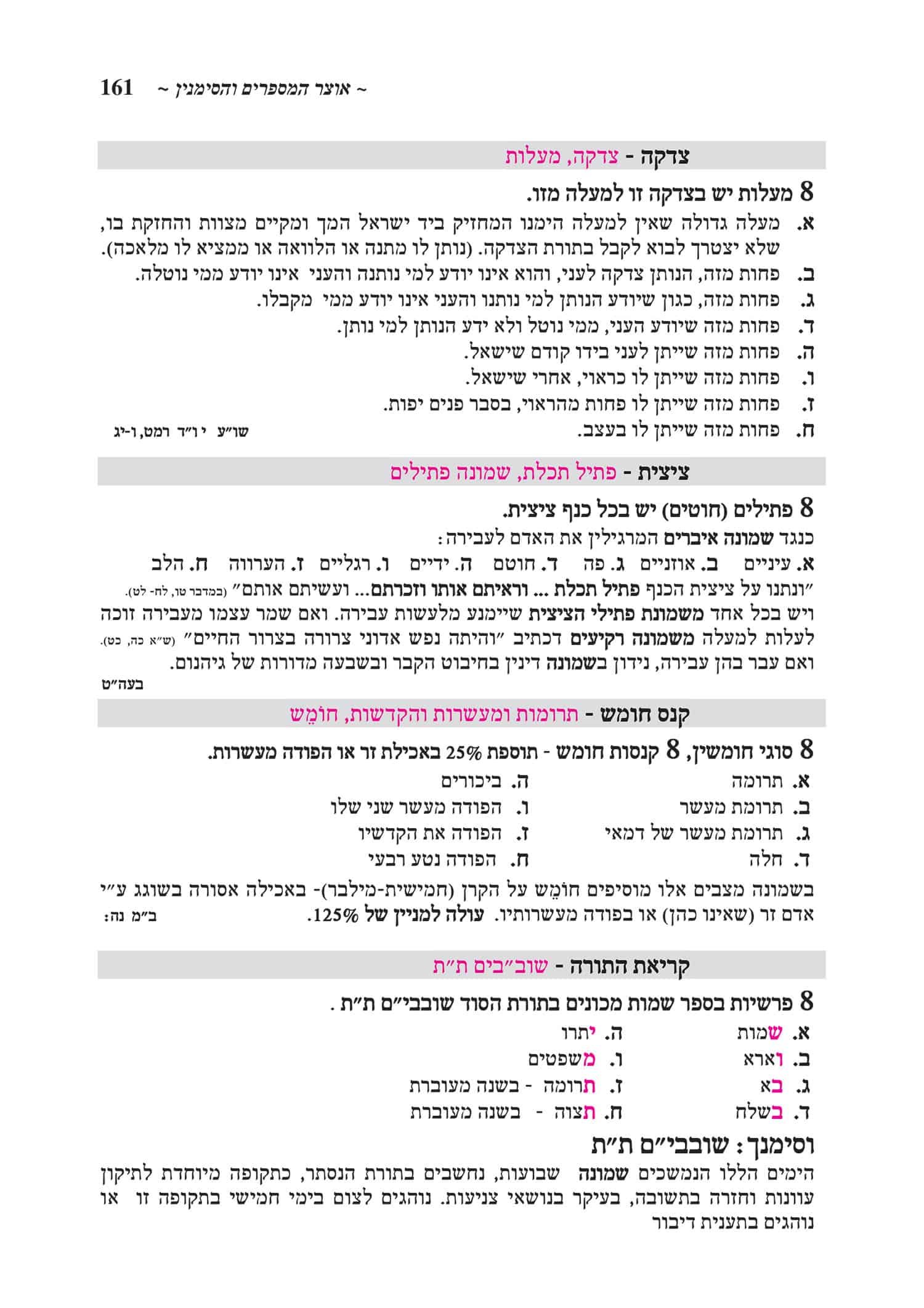 עמוד לדוגמה מתוך הספר אוצר המספרים והסימנין — עמוד 161